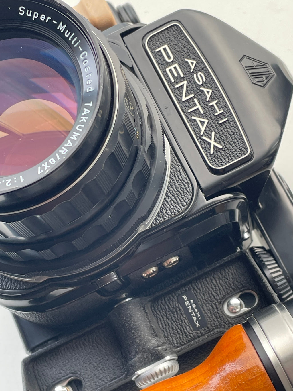 Pentax 67 MLU with metered prism and Takumar 105mm f2.4