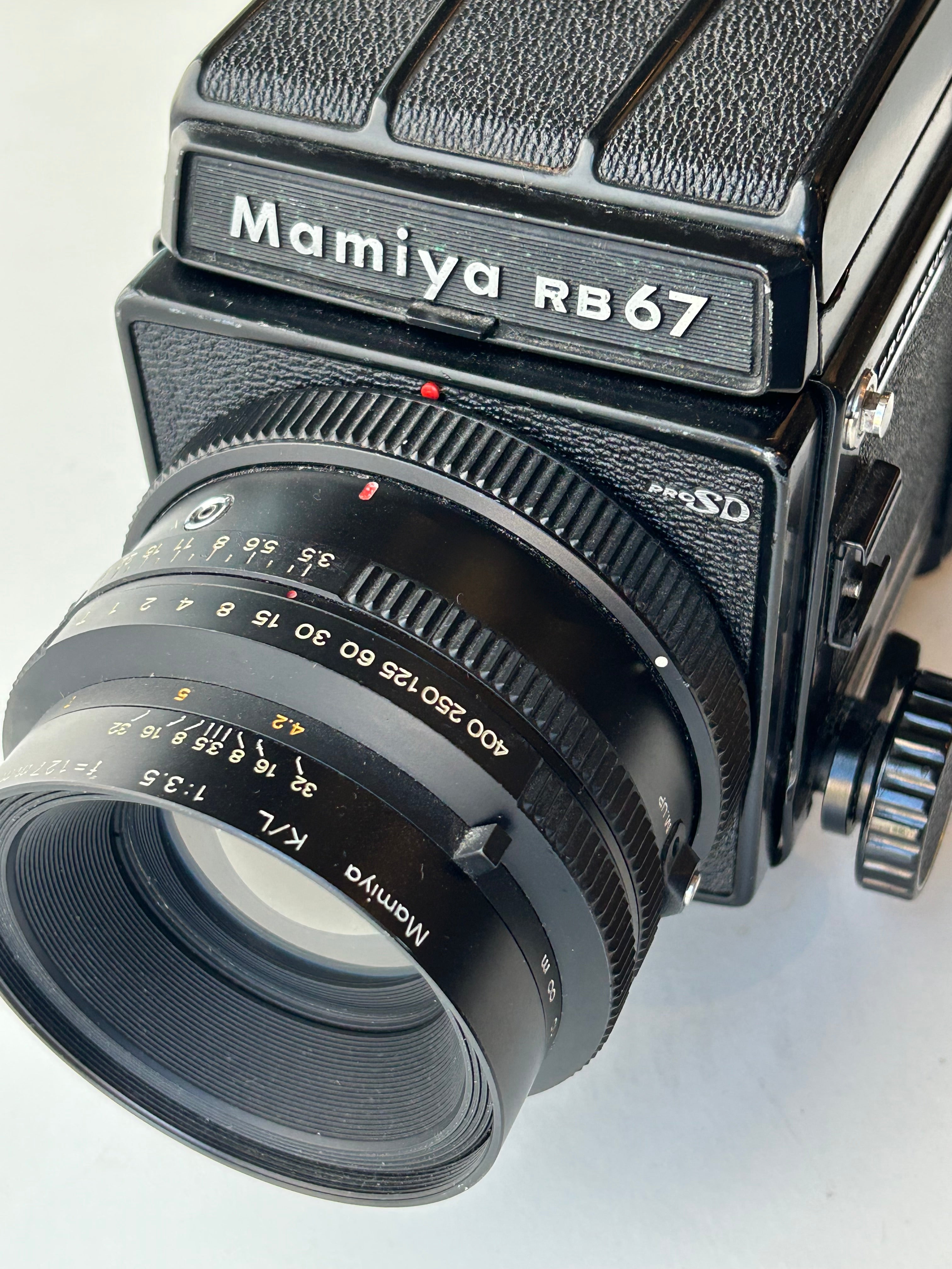 フィルムカメラ Mamiya RB67 Pro SD + K/L 1:3.5 f=127mm L 外観綺麗め・ジャンク扱い】MAMIYA RB67 ProSD + K/L 127mm F3.5 L RB67